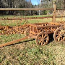 Medium Flower Girl Pumpkin Wagon, in light brown stain