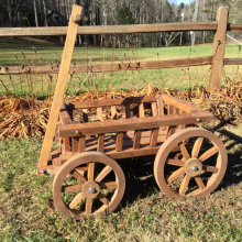 Medium Flower Girl Pumpkin Wagon, in light brown stain